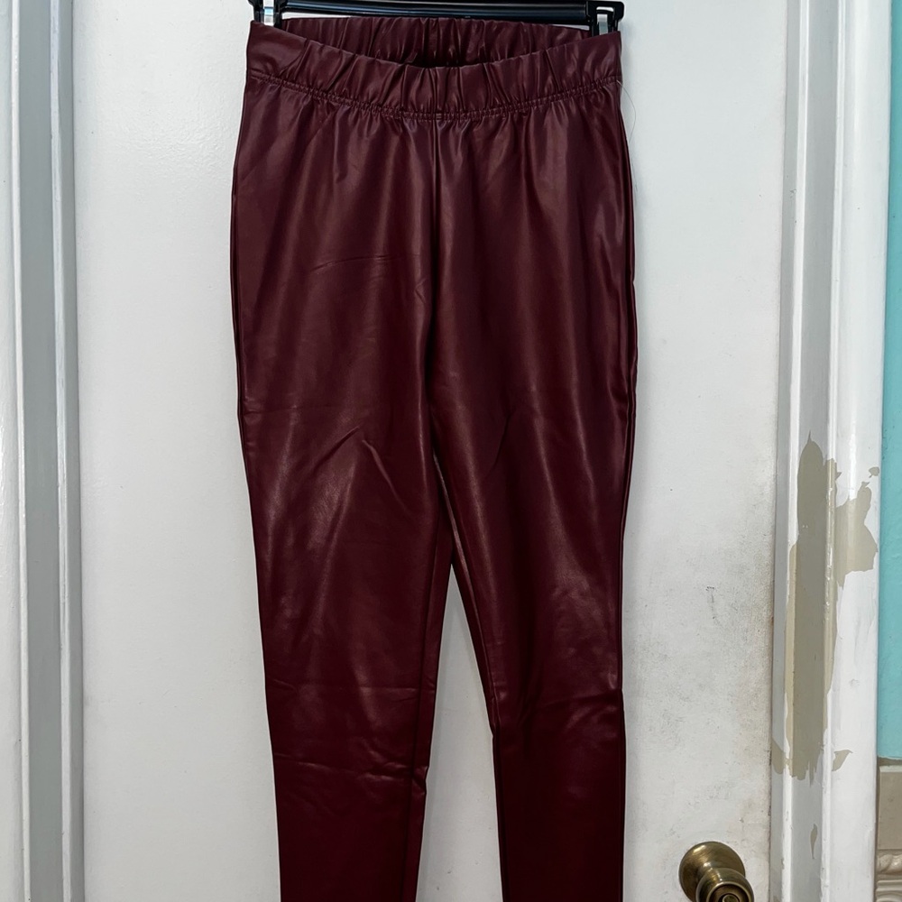 Old Navy Faux Leather Burgundy Leggings